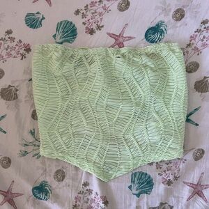 Green open back tube top